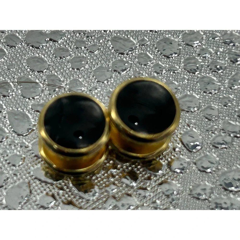 Mens Gold Tone Tuxedo Shirt Studs Round Black Center‎ Formal Wedding Accessories